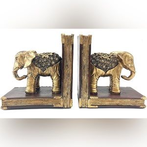 Decorative Elephant Statue Bookends, Vintage Style